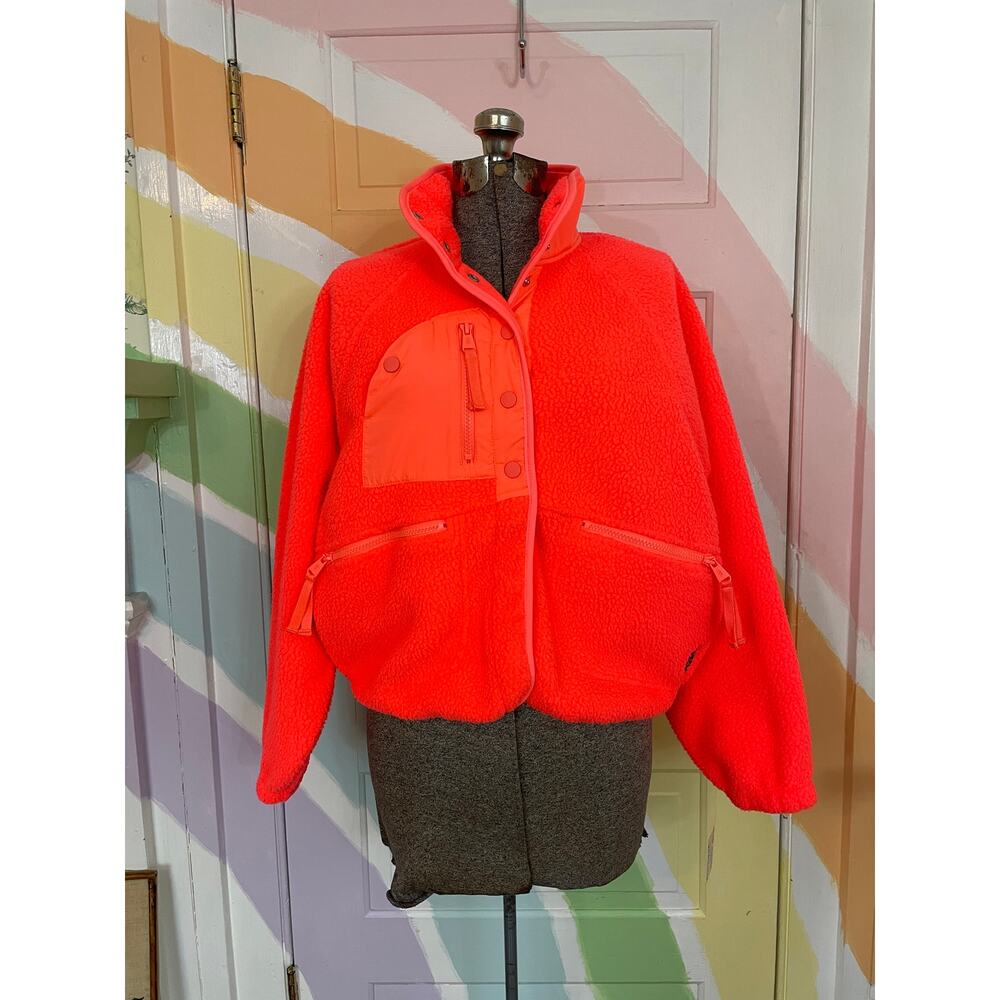 FP Movement Neon Coral Sherpa Fleece Jacket XS NWT